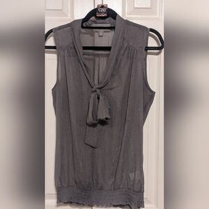 5/$25 Vanity Gray Sleeveless Top With Metallic Silver Threading